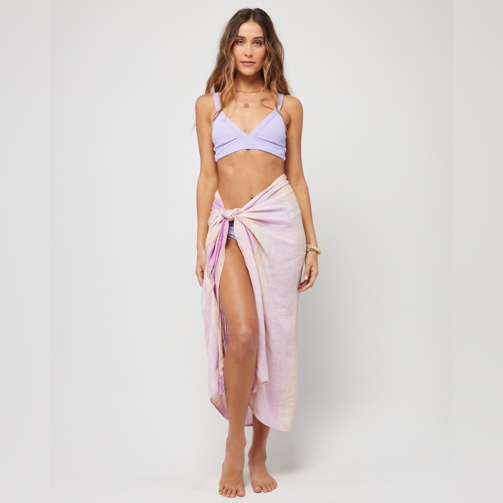 NWT L*Space Leilani Sarong Ravello Stripe Dusk Beach Towel/Coverup Wrap Sarong